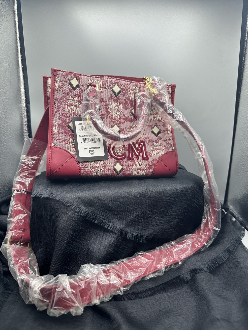 MCM Rose Pink Logo Satchel with Gold Hardware